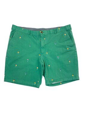 Club Room Men's 40W Green Cocktail Print Shorts Cotton Blend Chino Summer